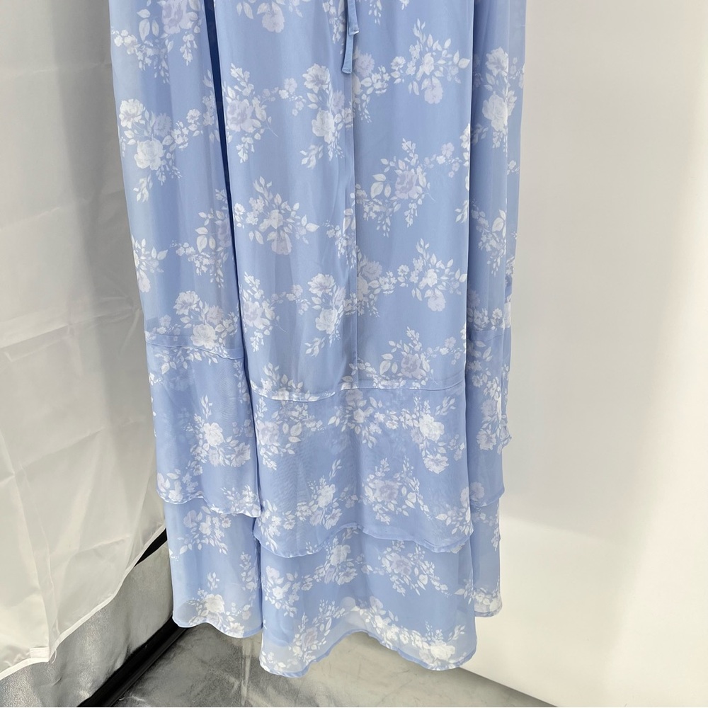 Lulus NEW In Love Forever Maxi Dress Size XL Floral Lace Up Back Ruffle Tiered - Picture 9 of 12